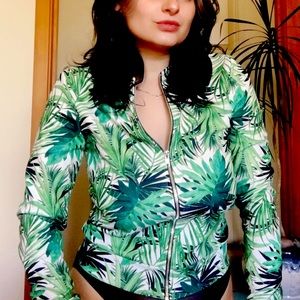 Palm tree tropical zip up sweatshirt